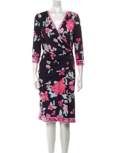 Pre-owned Leonard Silk Knee-length Dress In Multi