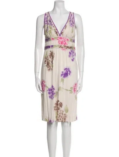 Pre-owned Leonard Silk Knee-length Dress In Neutral