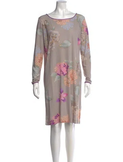 Pre-owned Leonard Silk Knee-length Dress In Neutral