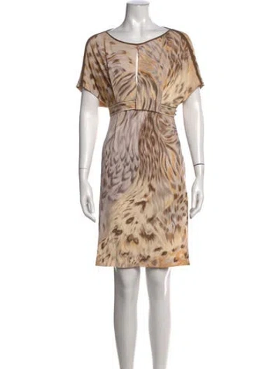 Pre-owned Leonard Silk Knee-length Dress In Neutral