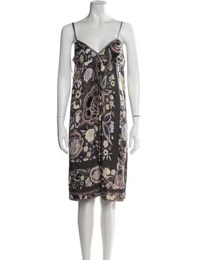 Pre-owned Leonard Silk Knee-length Dress In White