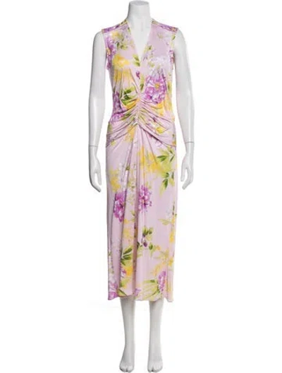 Pre-owned Leonard Silk Long Dress In Purple