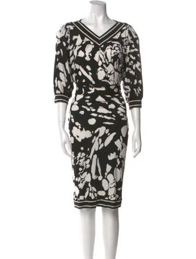 Pre-owned Leonard Silk Midi Length Dress In Multi