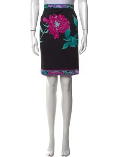 Pre-owned Leonard Silk Mini Skirt In Black