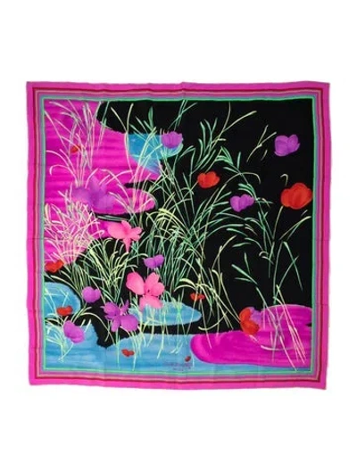 Pre-owned Leonard Silk Printed Bandana In Pink