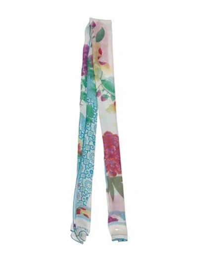 Pre-owned Leonard Silk Printed Scarf In Blue