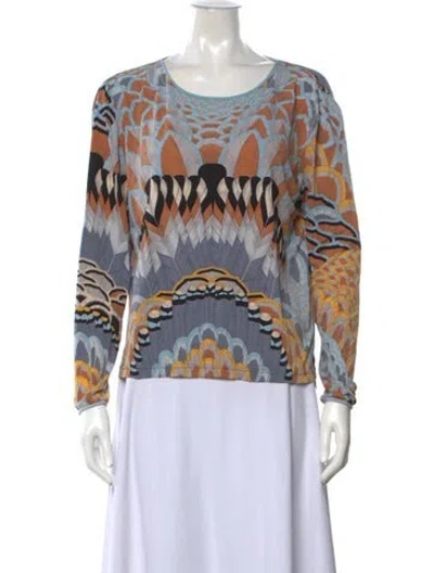 Pre-owned Leonard Silk Printed Top In Blue