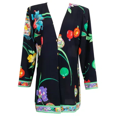 Pre-owned Leonard Silk Top In Black