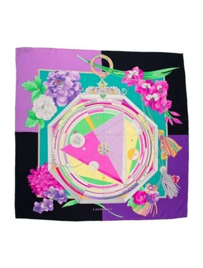 Pre-owned Leonard Silk Vintage Scarf In Purple