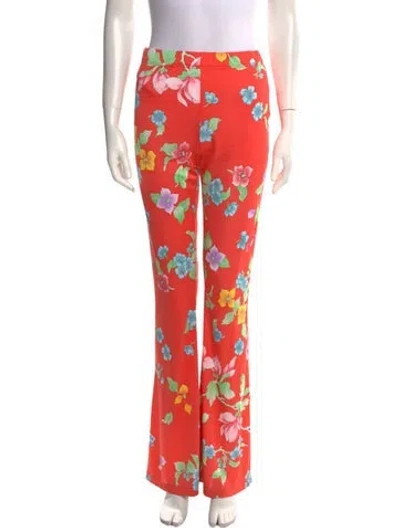 Pre-owned Leonard Silk Wide Leg Pants In Red