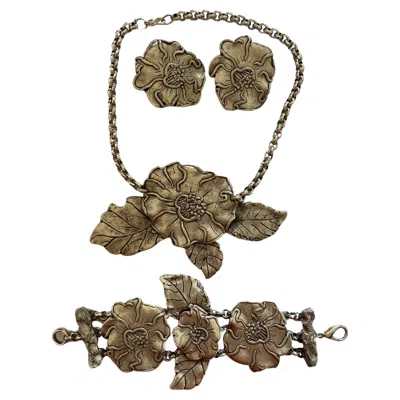 Pre-owned Leonard Silver Wild Roses 3 Piece Set By  In Multi