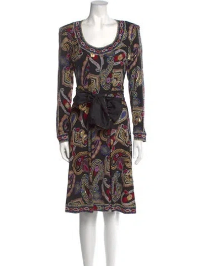 Pre-owned Leonard Vintage Knee-length Dress In Black