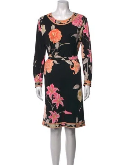 Pre-owned Leonard Vintage Knee-length Dress In Black
