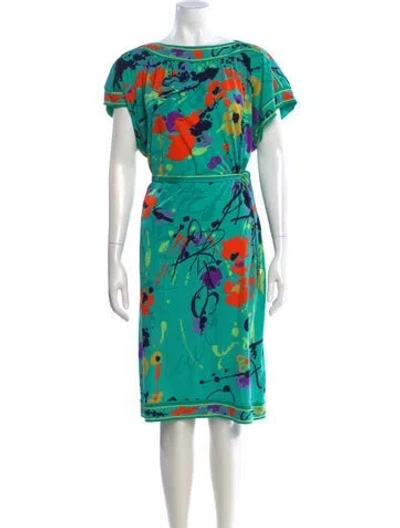 Pre-owned Leonard Vintage Knee-length Dress In Green