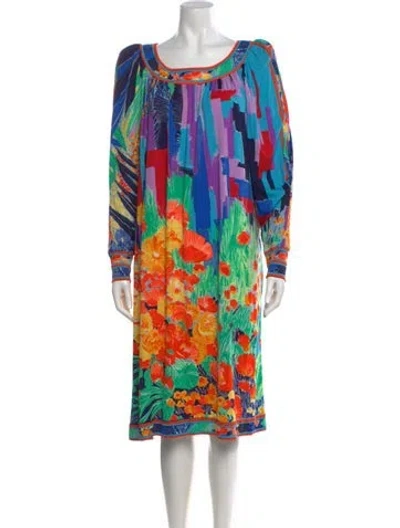 Pre-owned Leonard Vintage Knee-length Dress In Orange