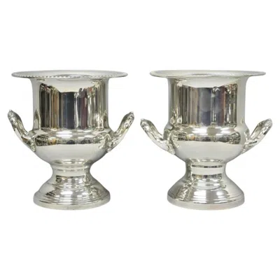 Pre-owned Leonard Vintage  Silver Plated Trophy Cup Urn Champagne Chiller Ice Bucket, Pair