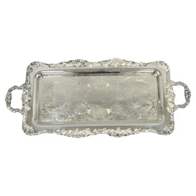 Pre-owned Leonard Vintage  Victorian Ornate Silver Plated Narrow Trinket Dish Bar Tray