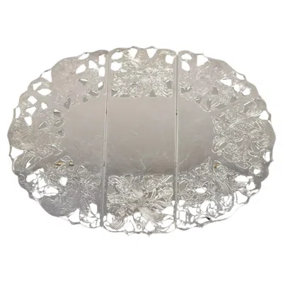 Pre-owned Leonard Vintage  Victorian Style Silver Plated Oval Expandable Trivet Pot Holder