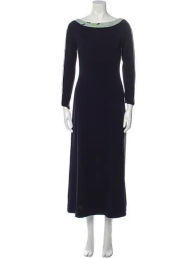 Pre-owned Leonard Vintage Long Dress In Blue