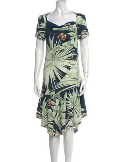 Pre-owned Leonard Vintage Midi Length Dress In Green