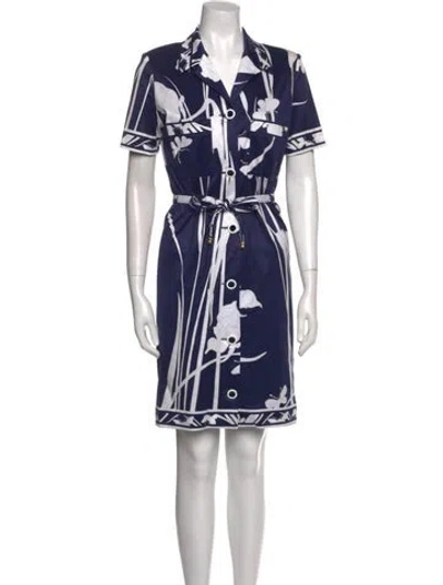 Pre-owned Leonard Vintage Mini Dress In Blue