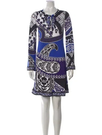 Pre-owned Leonard Vintage Mini Dress In Blue
