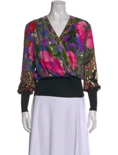 Pre-owned Leonard Vintage Silk Blouse In Multi