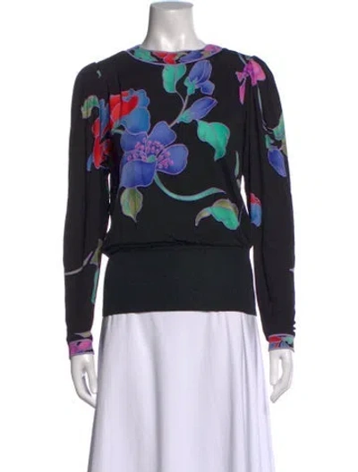 Pre-owned Leonard Vintage Silk Top In Black