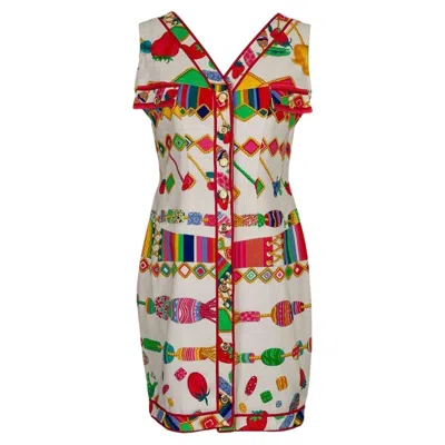 Pre-owned Leonard Léonard White Cotton Dress Printed With Candies And Fruits