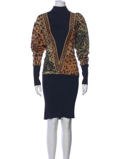 Pre-owned Leonard Wool Knee-length Dress In Blue