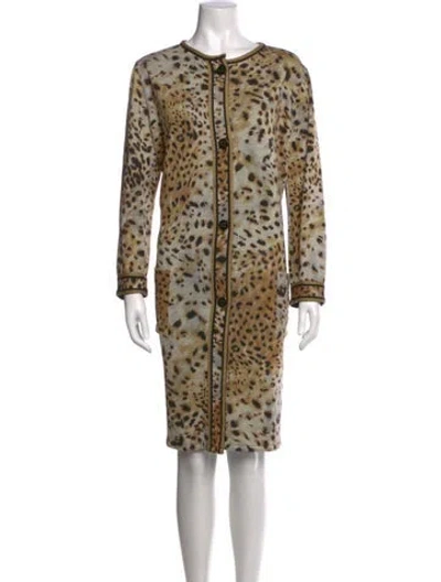 Pre-owned Leonard Wool Knee-length Dress In Neutrals