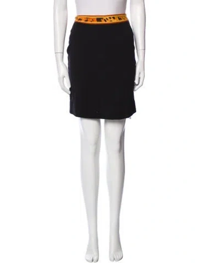 Pre-owned Leonard Wool Mini Skirt In Black