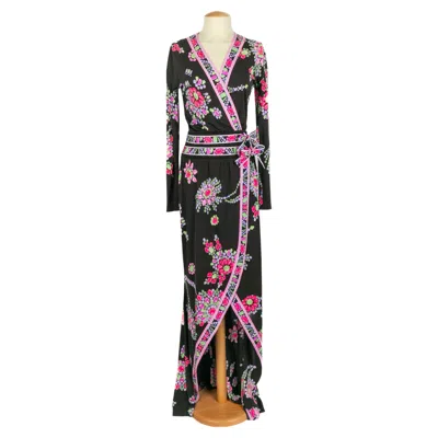 Pre-owned Leonard Wraparound Dress In Black