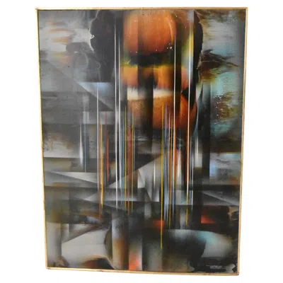 Pre-owned Leonardo Nierman "prismatic City" Abstract Painting In Gray