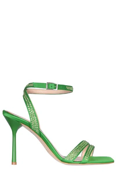 Leonie Hanne X Liu Jo Camellia Embellished Sandals In Green