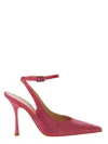 Leonie Hanne X Liu Jo Pointed Toe Satin Slingback Heels In Purple