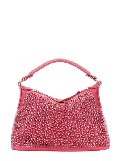 Leonie Hanne X Liu Jo Mini Hobo Bag With Rhinestones In Rose
