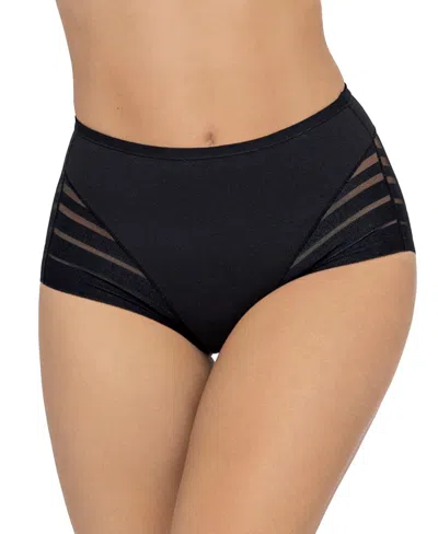 Leonisa Women's Lace Stripe Undetectable Classic Shaper Panty In Black