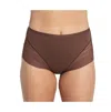 Leonisa Women's Lace Stripe Undetectable Classic Shaper Panty In Dark Brown