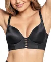 Leonisa Women's Memory Foam Push-up Underwire Bustier Bra With Strappy Front, 91010 In Black