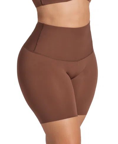 Leonisa Women's Moderate Compression High-waisted Shaper Slip Shorts 012925 In Dark Brown