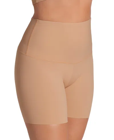 Leonisa Women's Moderate Compression High-waisted Shaper Slip Shorts 012925 In Golden Beige