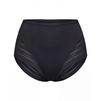 Leonisa Women's Stripe Undetectable Lace Classic Shaper Panty - Black