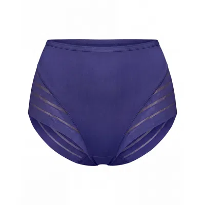 Leonisa Women's Stripe Undetectable Lace Classic Shaper Panty - Blue
