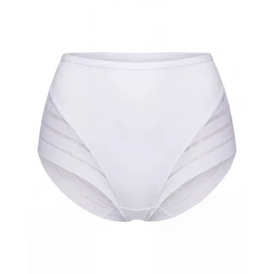 Leonisa Women's Stripe Undetectable Lace Classic Shaper Panty - White