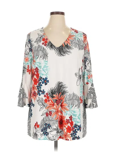 Pre-owned Leota 3/4 Sleeve Blouse In Silver