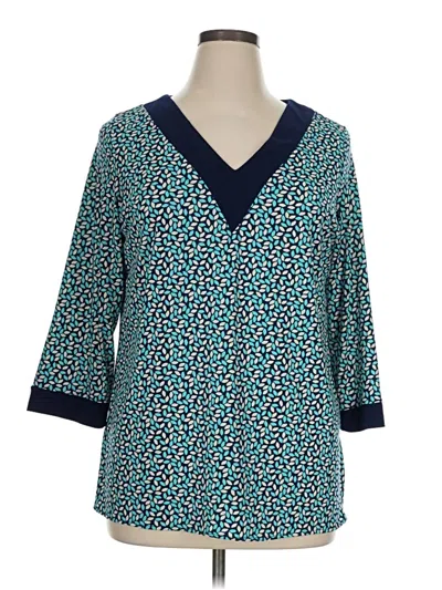 Pre-owned Leota 3/4 Sleeve Blouse In Teal