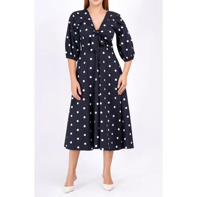 Leota Adriana Tie-front Midi Dress In Black