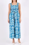 Leota Janet Cropped Jumpsuit In Blue