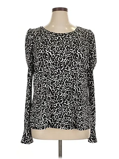Pre-owned Leota Long Sleeve Blouse In Black